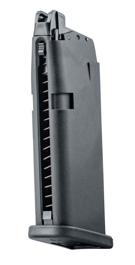 Dette magasin er kortere end Glock 17, hvilket betyder at det kun passer i Glock 19 modellen