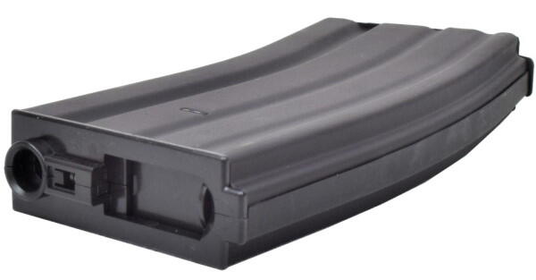 Et 300 skuds hi-cap softgun magasin fylder man op bag lågen i toppen