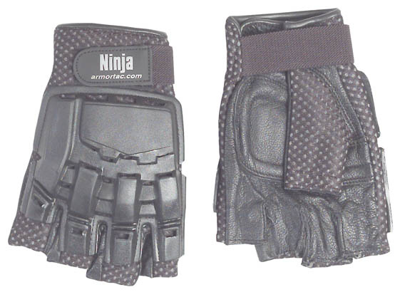 Handsker, kamp, Læder, halvfinger str. L