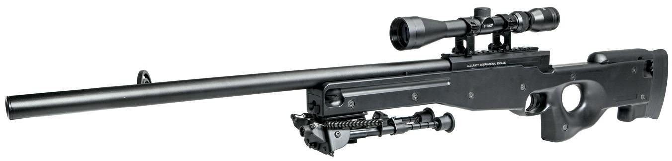 Sådan ser den ud med kikkert og støtteben på (Med følger ikke)