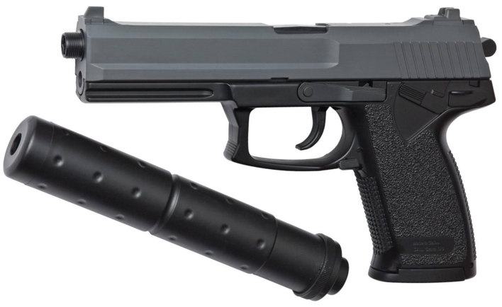 Softgun Pistol, MK23 Socom, sort med lyddæmper