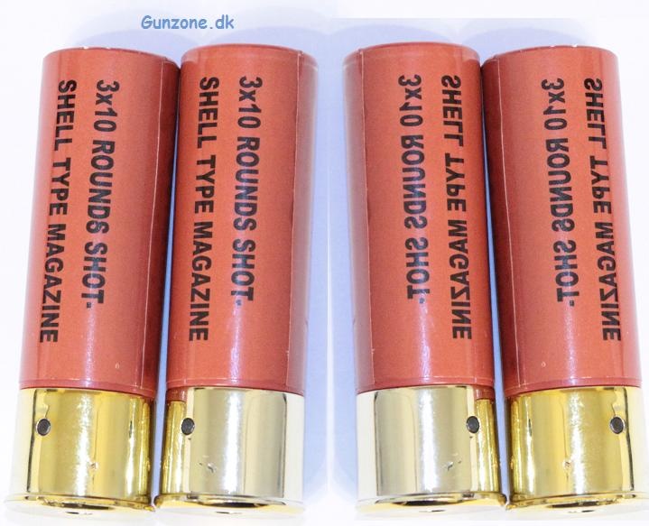 Patronerne lades ved at føre skud ind i fronten på patronen.