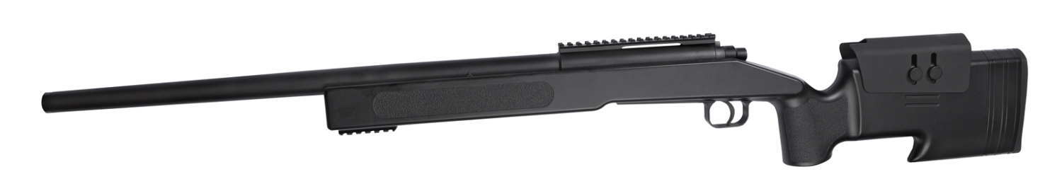 Dette er en fjeder trukket airsoft sniper riffel, som skyder hele 1,9 joule ud af boksen