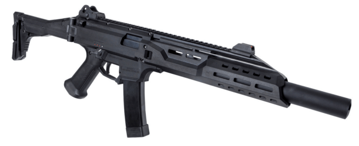 Riflen har en indbygget lyddæmper, samt virker bolt catch osv.