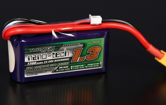11.1v, 1300mah 3S 25-50C Lipo