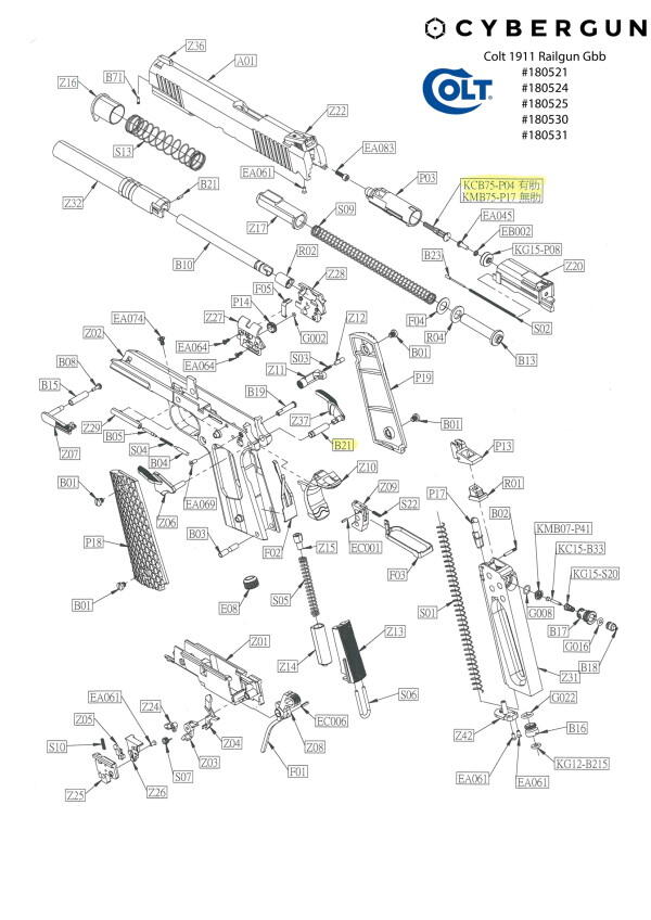Tegningen her viser hvord pistolen skilles ad