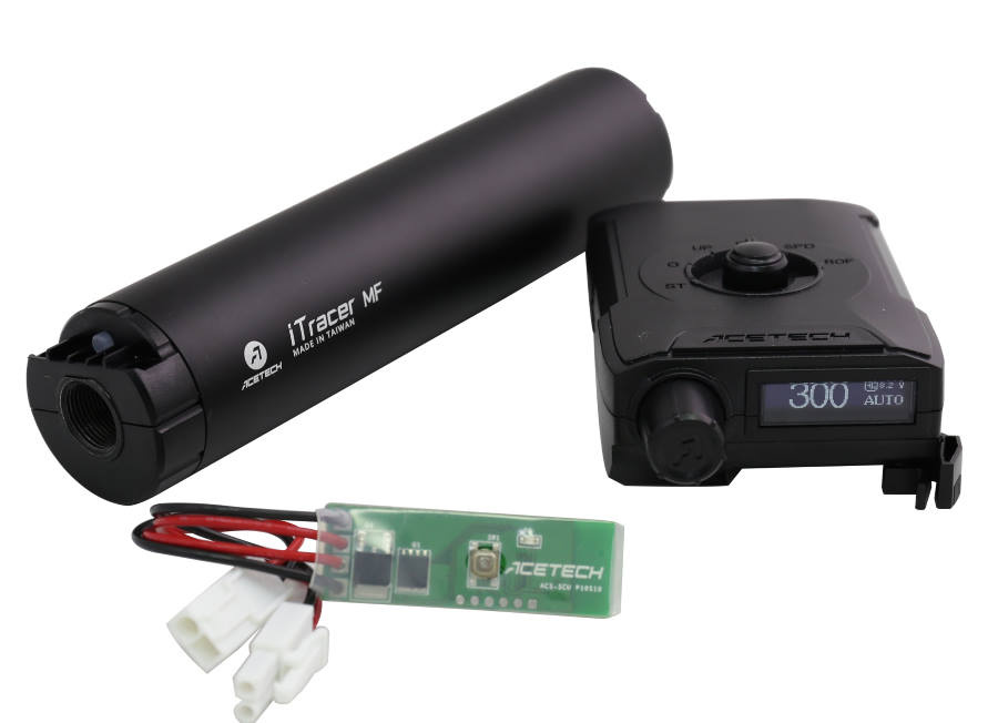 Her er den samlet airsoft acetech iTracer + Control display pakke