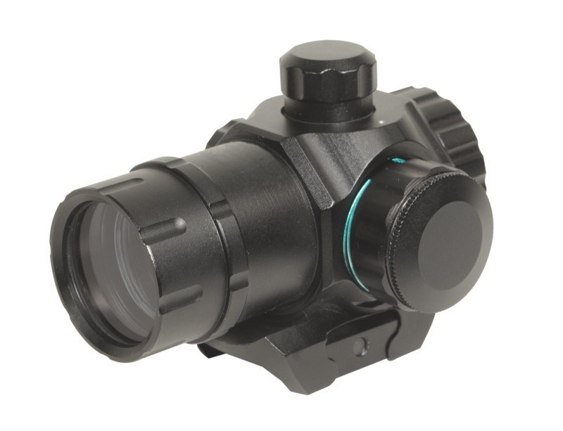 Dette vildt fede samt meget lille red dot kan lyse rød eller grøn.
Her på billedet ses det modstanderens view