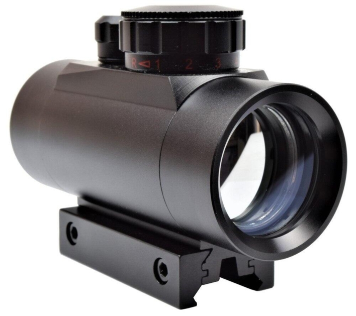 Airsoft red dot sigtet har et ydre anti refleksions lag på, så fjenderne ikke kan se refleksioner fra ens sigte