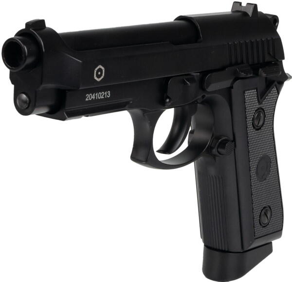 Pistolen er drevet af co2, hvilket giver en kraftig blowback