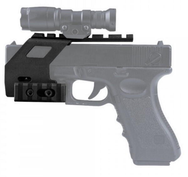 Rail system til Glock pistoler der gør det muligt at montere sigte på toppen