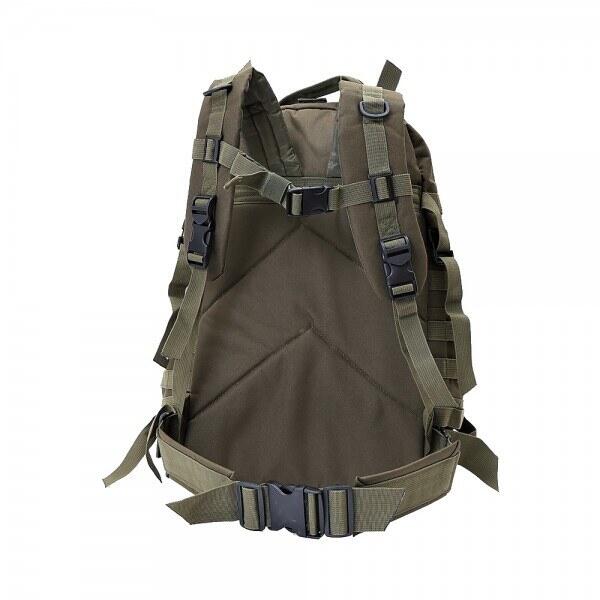 Bagsiden af den fede airsoft milsim rygsæk i Olive drab farve