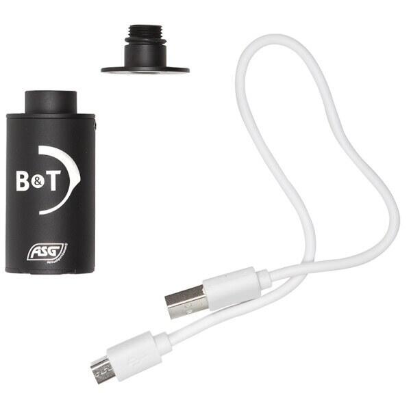 Billedet viser tracer enheden, 11 mm CW gevind, usb kablet og 14 mm CCW gevind