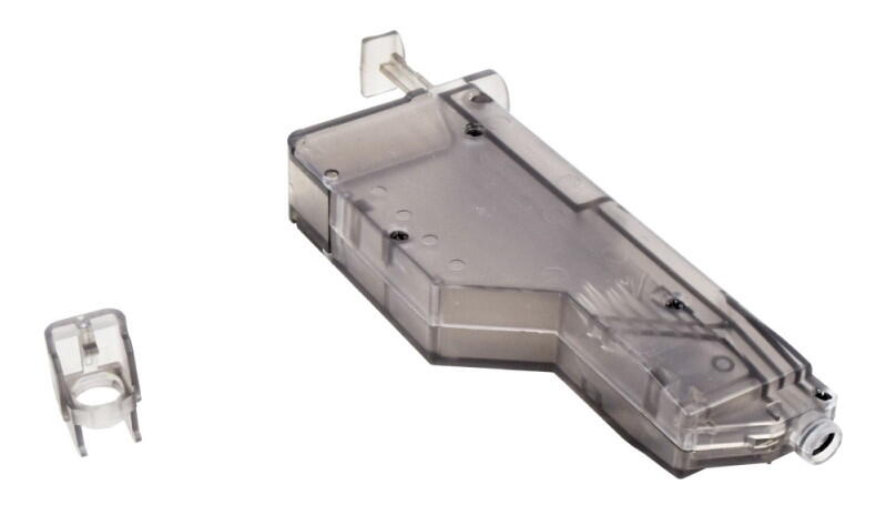 Denne airsoft speedloader bruges til softgun pistoler og så kan den indeholde 150 skud.