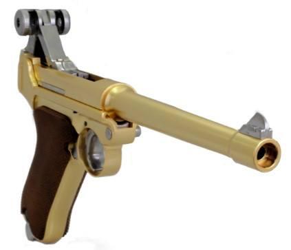 Flot fuld metal softgun luger p08 i guld