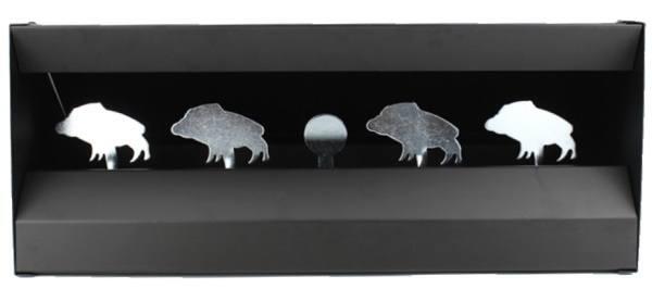 Skyd de 4 metal vildsvin ned og derefter skyd det midterste metal reset mål i denne metal softgun skydekasse