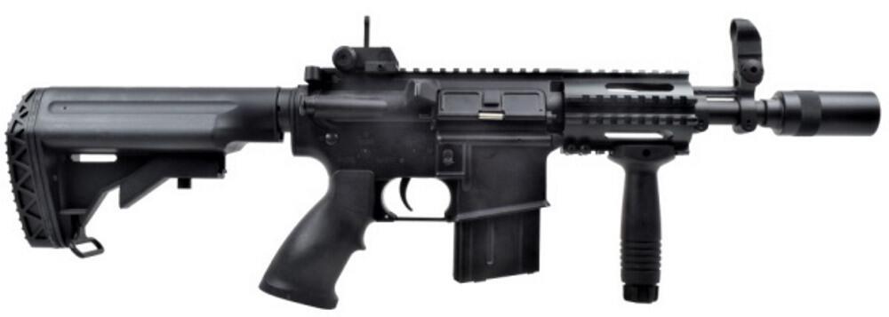 Denne M4 riffel er konstrueret i fuld metal, og kommer med et front greb