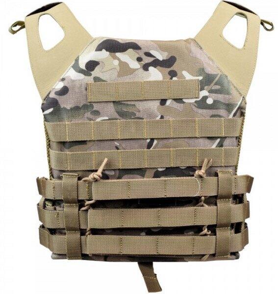 Vesten har et molle system, hvilket betyder du kan påsætte diverse lommer, så som lommer til magasin, granat osv.