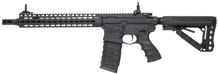 Den elektriske hardball riffel kommer i farven sort, med et 300 skuds hi-cap magasin