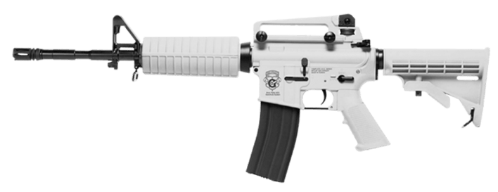 Dette er en elektrisk hardball riffel i hvid, fra G&G