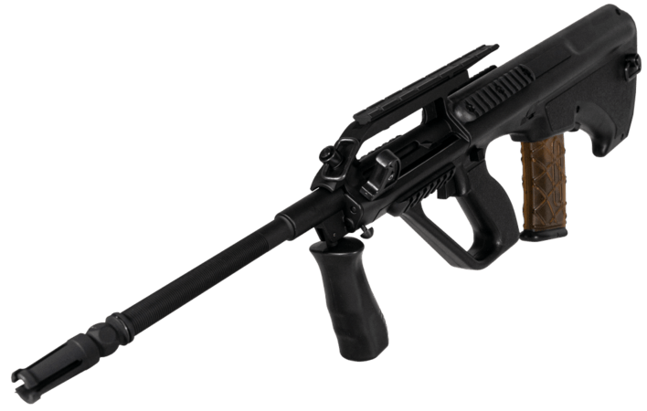 Riflen er konstrueret i metal og polymer