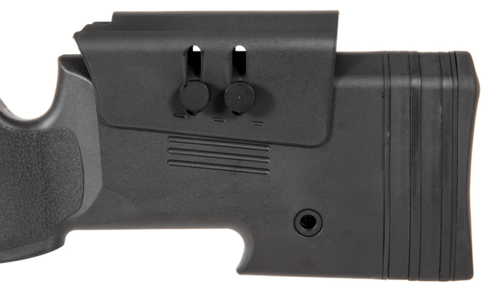 Kindpuden på riflen er justerbar, så man let kan finde sit sigtemiddel