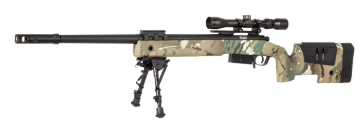 Riflen er opgraderet med diverse metal dele internt