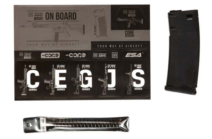 Medfølger et 380 skuds magasin samt en ekstra fjeder