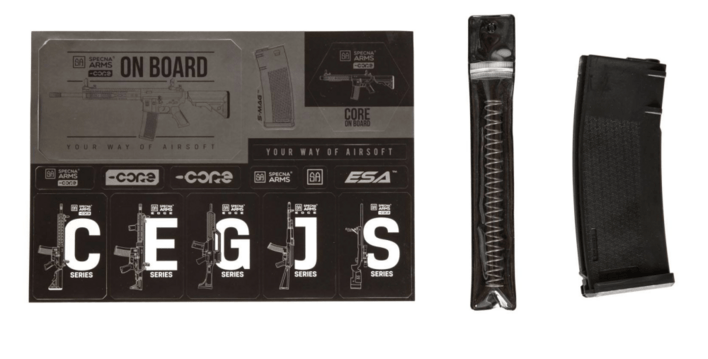 Denne riffel kommer med Specna arms S-mag, som kan holde 380 softgun kugler