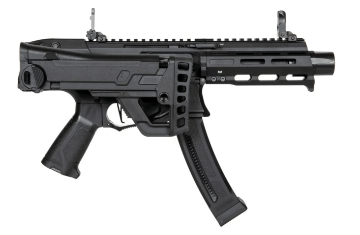 Kolben på denne riffel kan foldes, dette gør ikke at man kan se ledninger