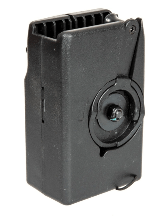 Denne fungere som en cyclone speedloader, hvilket gør man kan fylde et mag på under 5 sekunder