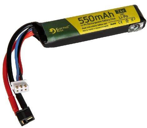 Airsoft LiPo batteri 7.4V 550mAh 20C batteri til AEP med MOSFET