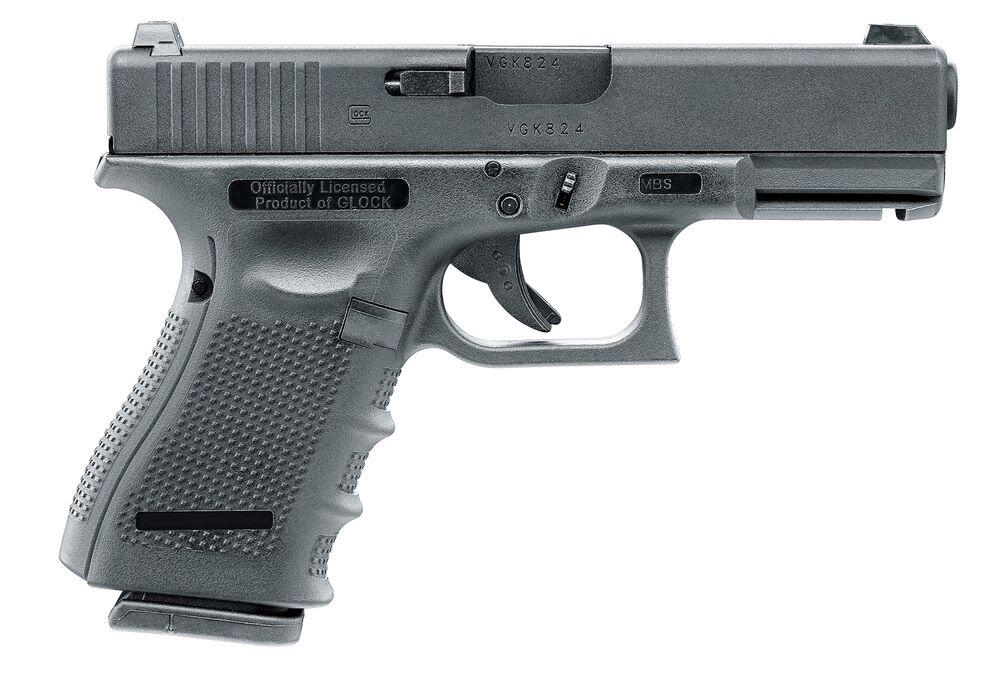 Pistolen kommer med en metal slæde, og er drevet af Gas