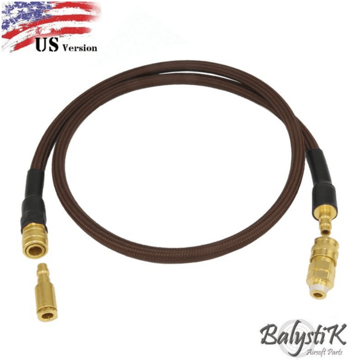 Denne slange kommer både med adapter til quick release regulator, samt til 6mm slanger