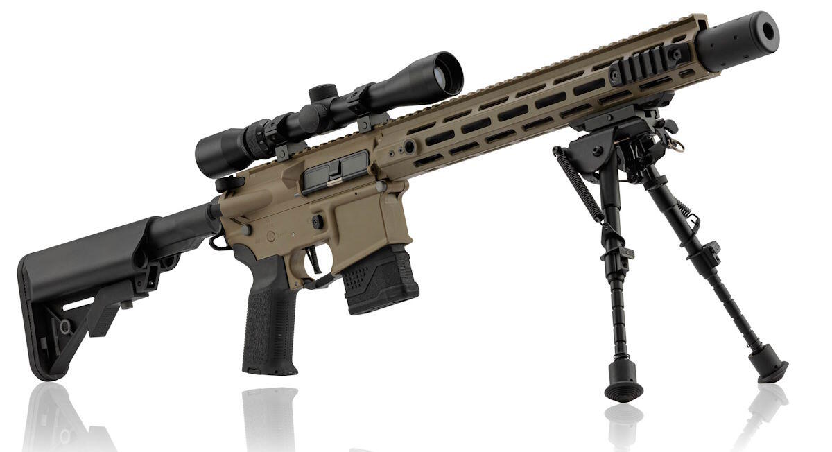 Dens M-lok rail system kommer med qd points til ens sling