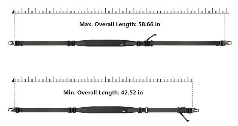 Her ser man muligheden for længde justering af denne sling