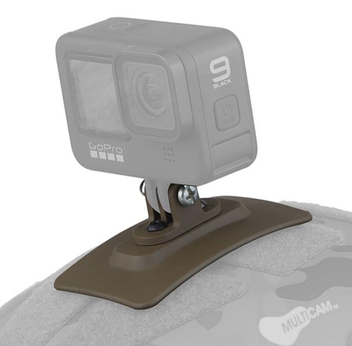 Her illustreres montage af et gopro - OBS hjelm/kamera medfølger ikke