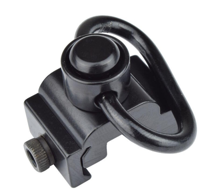 Dette QD sling mount kan monteres på de fleste picatinny rail systemer