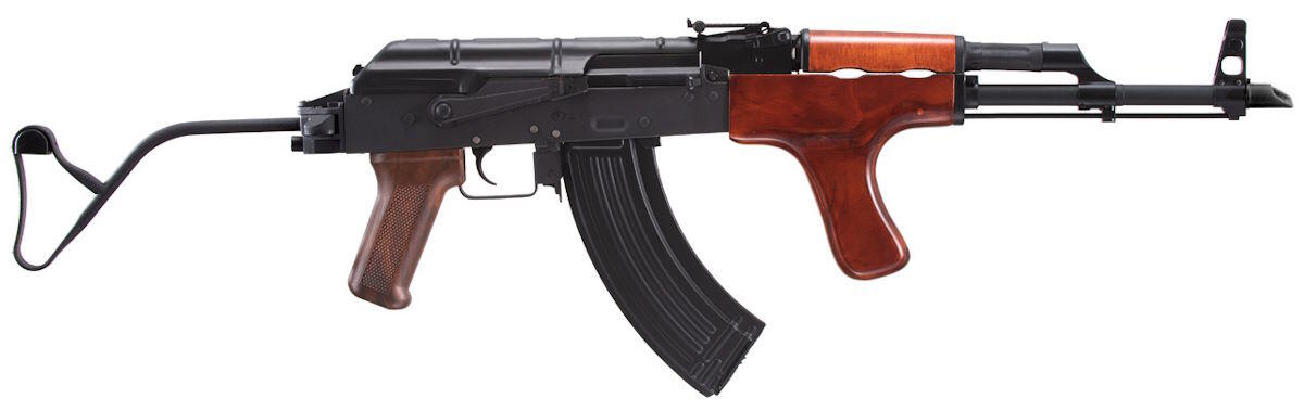 Eksternt kommer riflen med et skæfte af ægte træ, og en foldbar kolbe