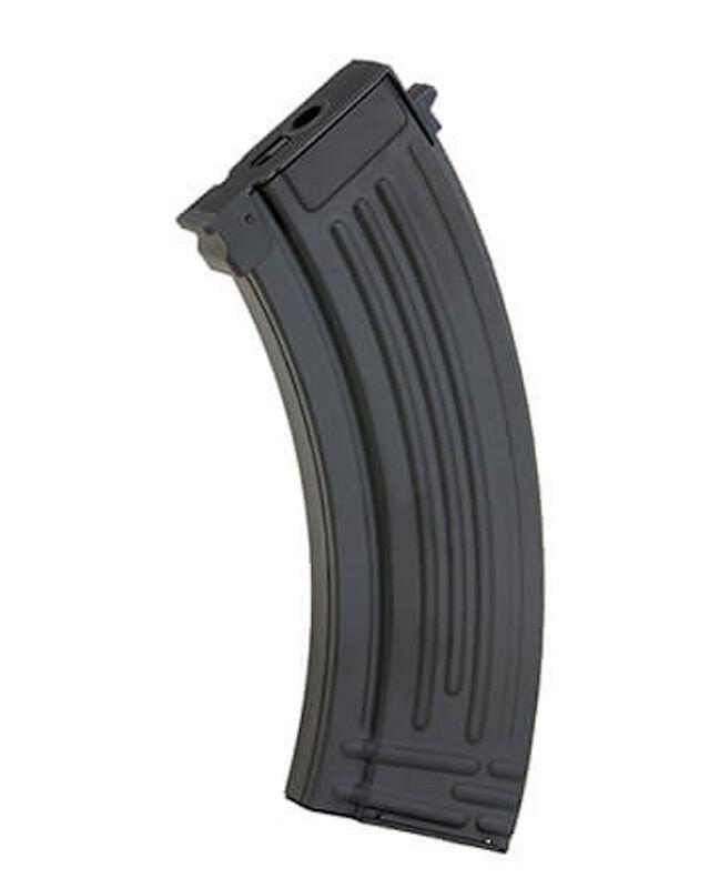 Her finder man et mid-cap magasin i fuld metal der kan holde 150 skud