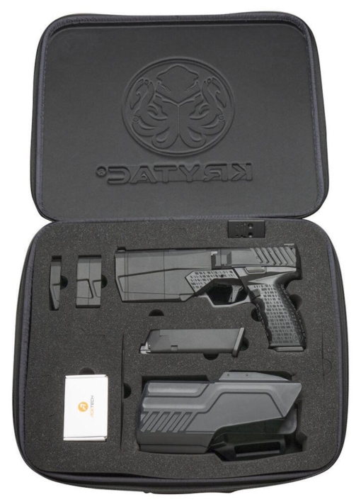 Pistolen kommer i denne specielle taske med alle dens ekstra dele