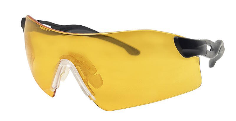 Stellet på brillen er sort og kommer med gennemsigtig næsestykke