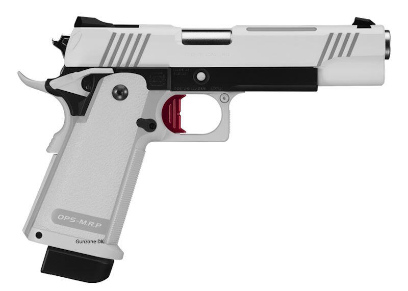 Selve pistolen er en cool dual tone af sort og hvid